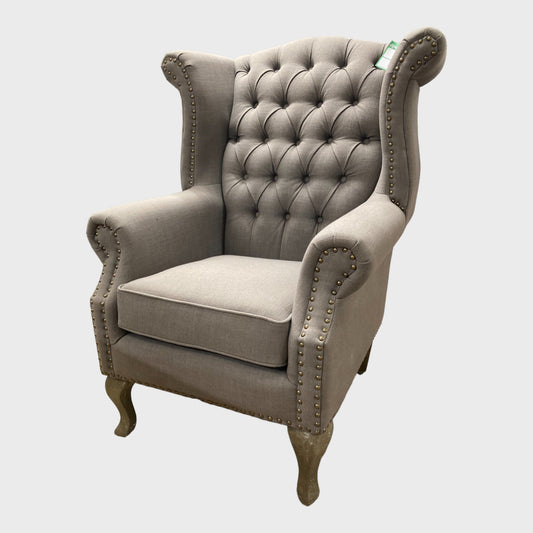 Grey Chester Wingback Armchair **collection only