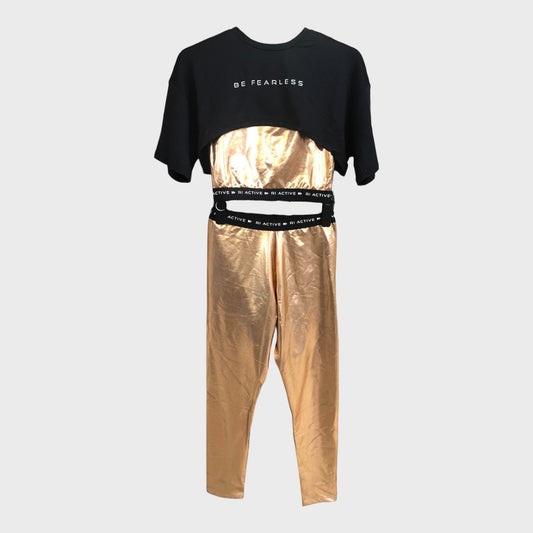 Black and Gold 3-Piece Activewear Set