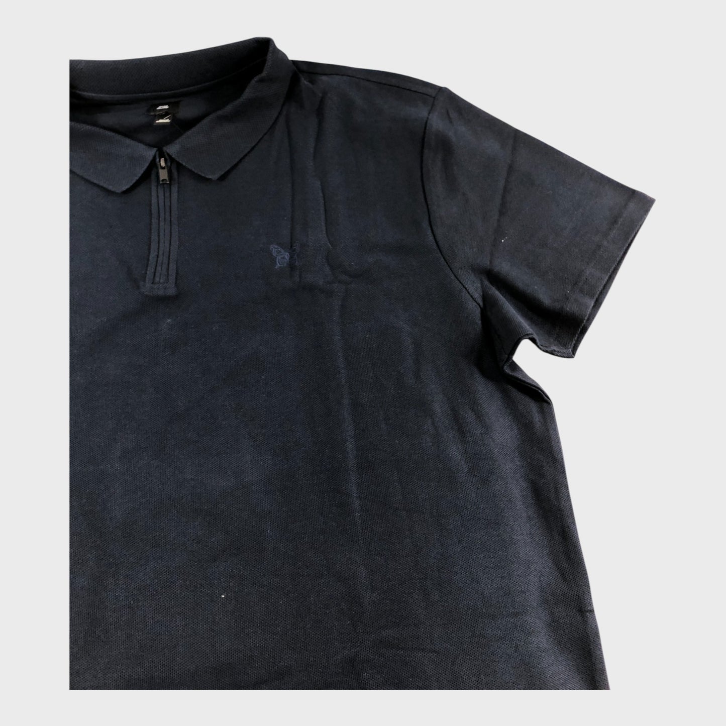 River Island Navy Textured Polo Shirt - Size 4XL