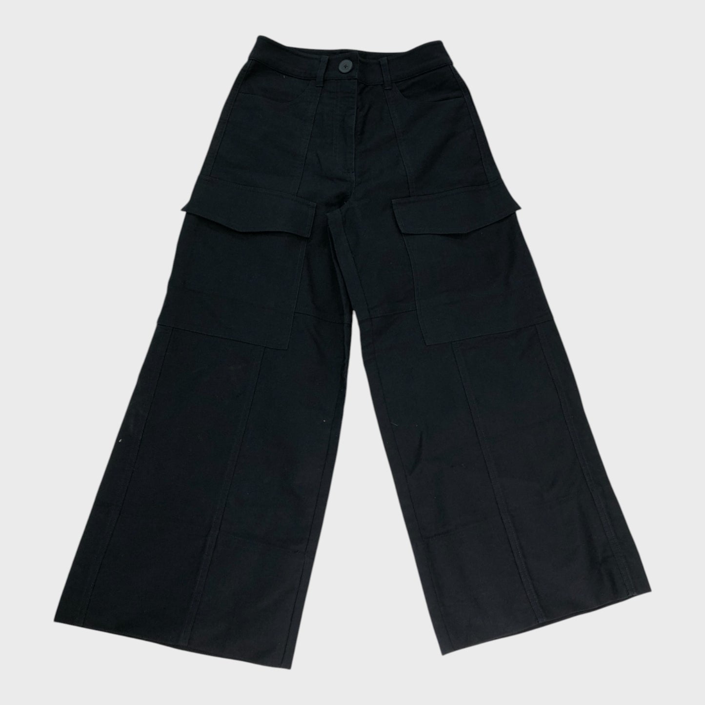 Branded Navy Cropped Cargo Trousers