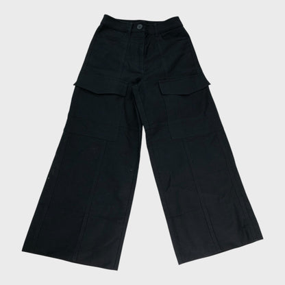 Branded Navy Cropped Cargo Trousers