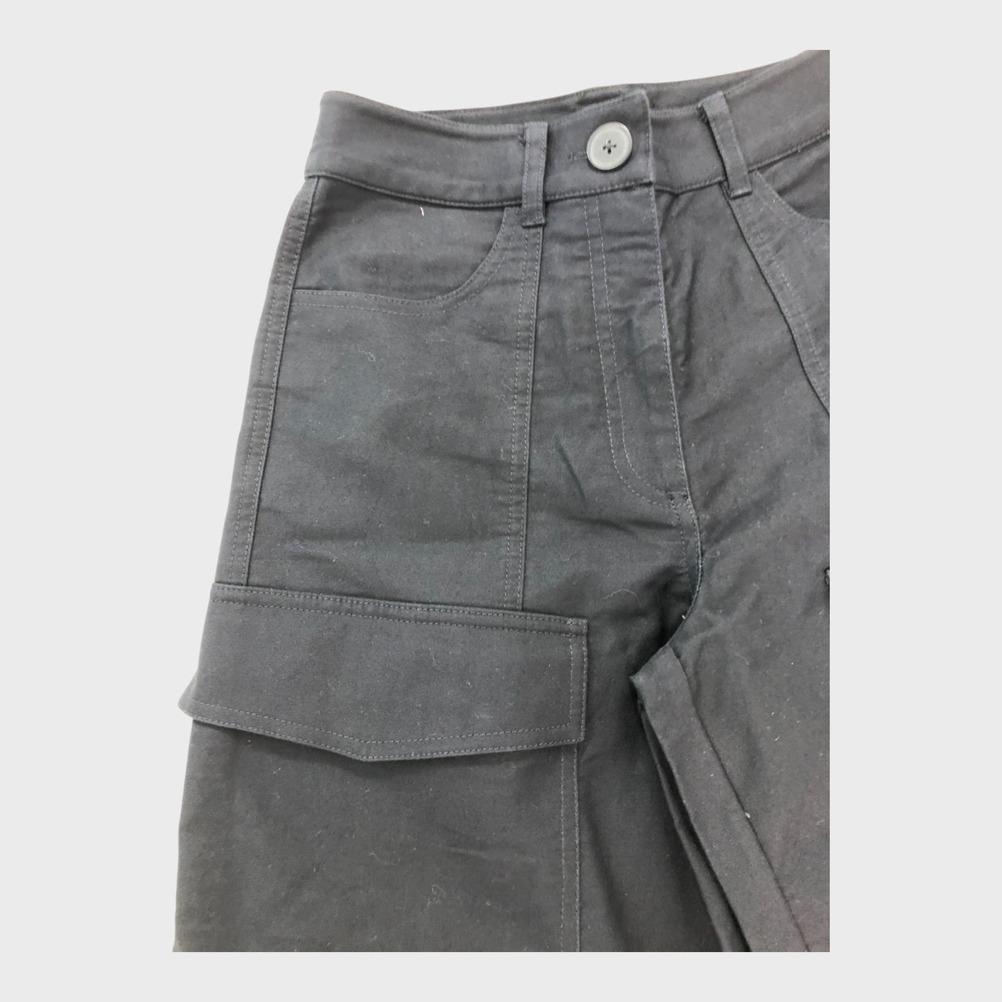 Branded Navy Cropped Cargo Trousers