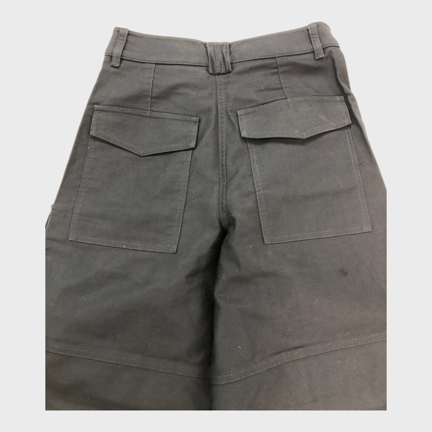 Branded Navy Cropped Cargo Trousers