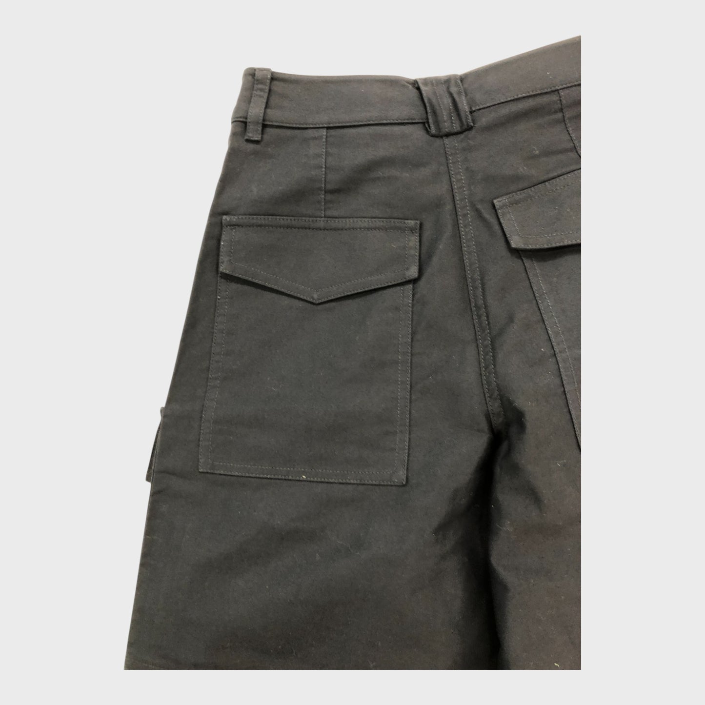 Branded Navy Cropped Cargo Trousers