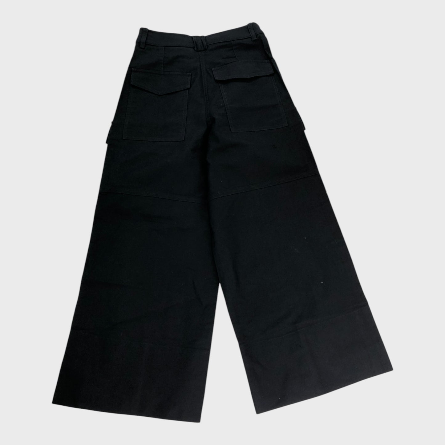 Branded Navy Cropped Cargo Trousers
