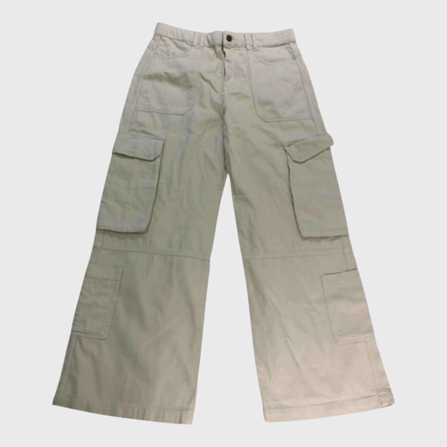 Branded Ecru Baggy Cargo Jeans - Size 18
