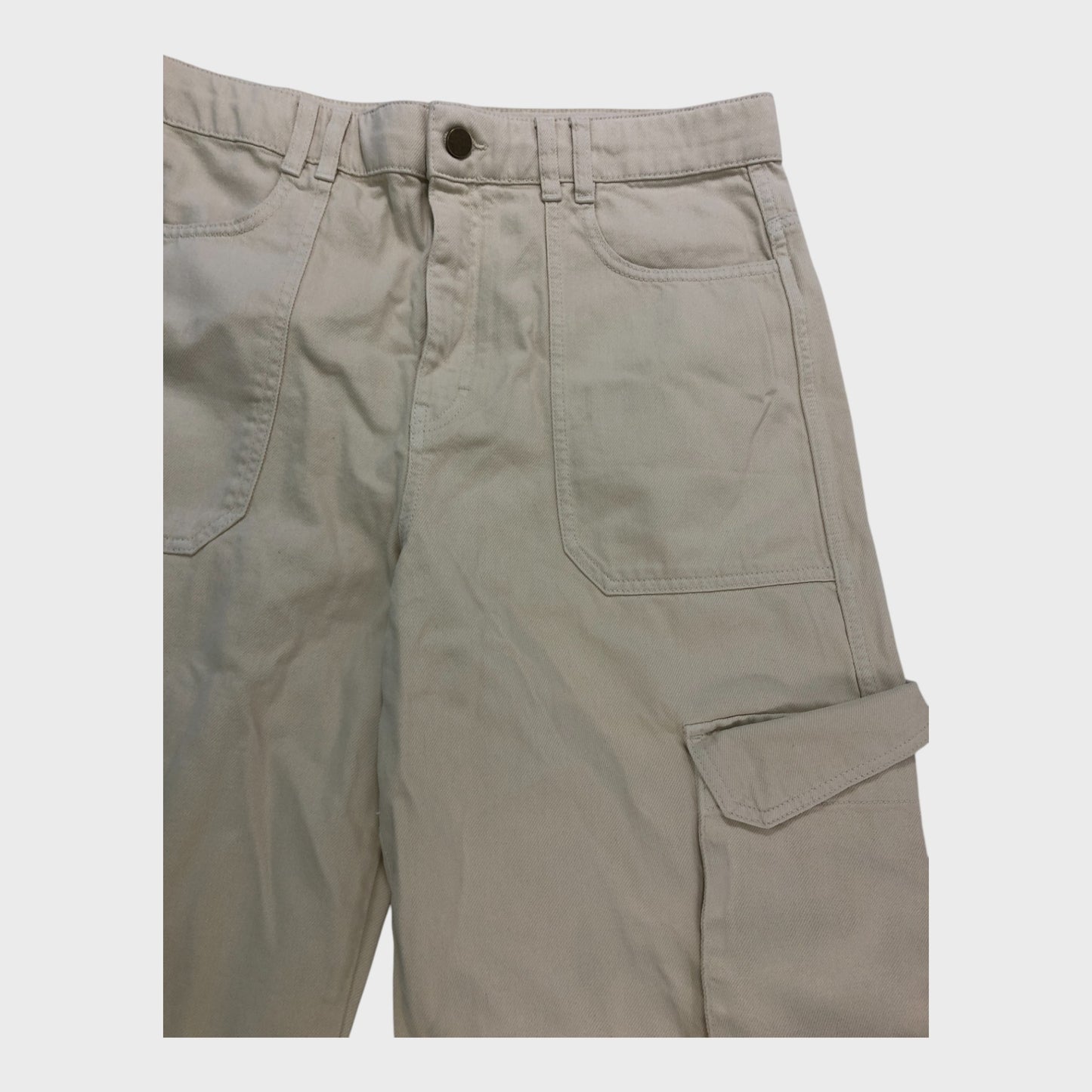 Branded Ecru Baggy Cargo Jeans - Size 18