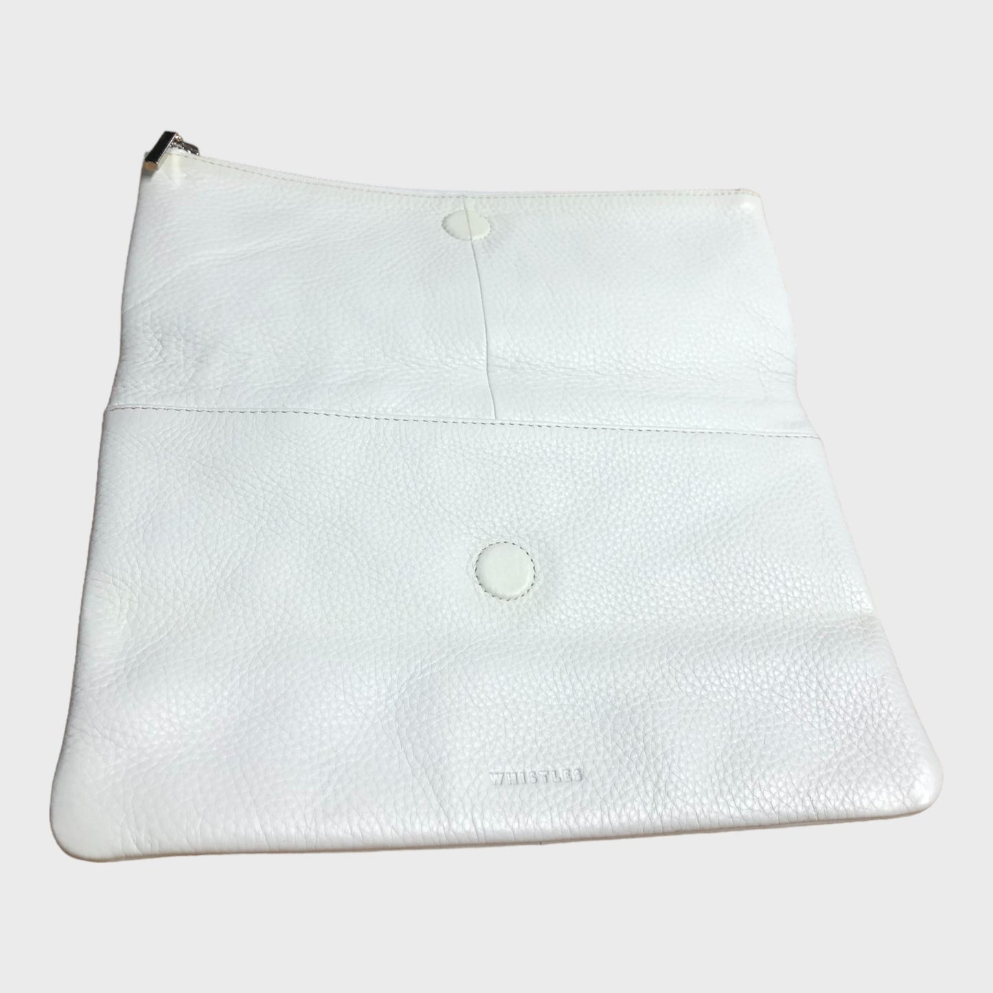 Branded White Chapel Fold Over Clutch