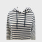 Branded White and Blue Striped Pull Over Hoodie