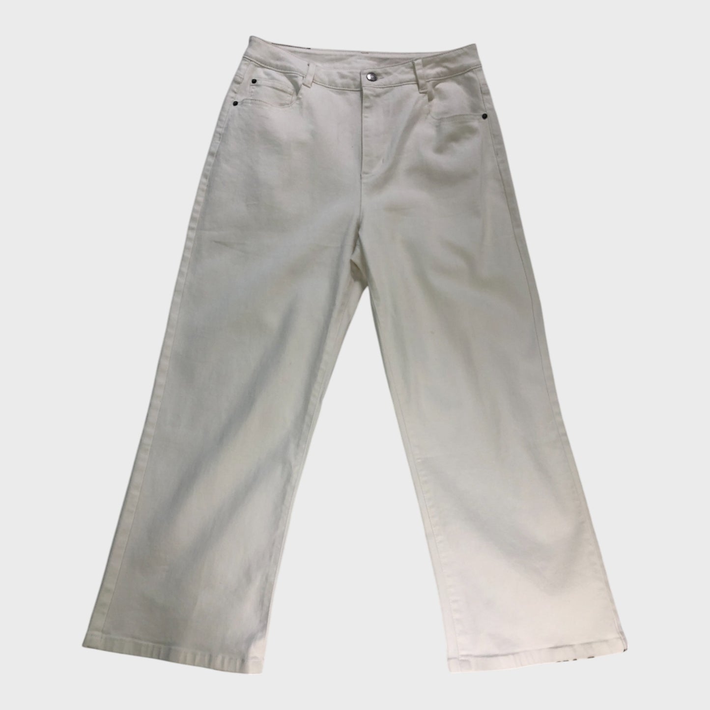 Branded White Cropped Jeans - Size 12