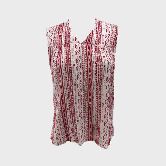Branded Red and White Sleeveless Blouse