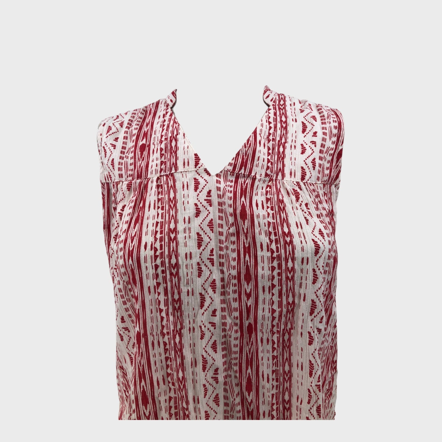 Branded Red and White Sleeveless Blouse