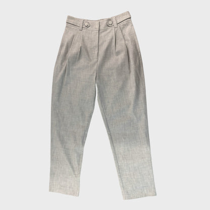 Branded Light Grey Button Detail Trousers