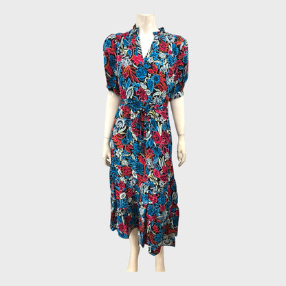 Branded Black/Blue/Red Floral Pattern Dress