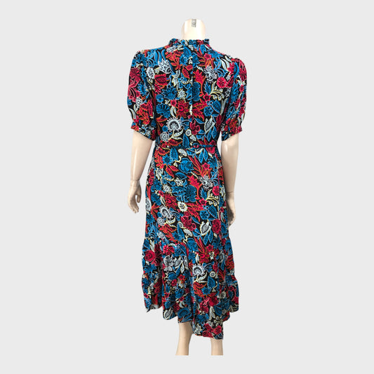 Branded Black/Blue/Red Floral Pattern Dress