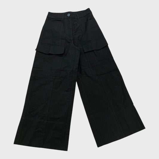 Branded Black Cropped Cargo Trousers