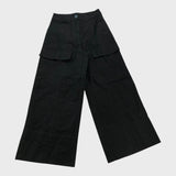 Branded Black Cropped Cargo Trousers