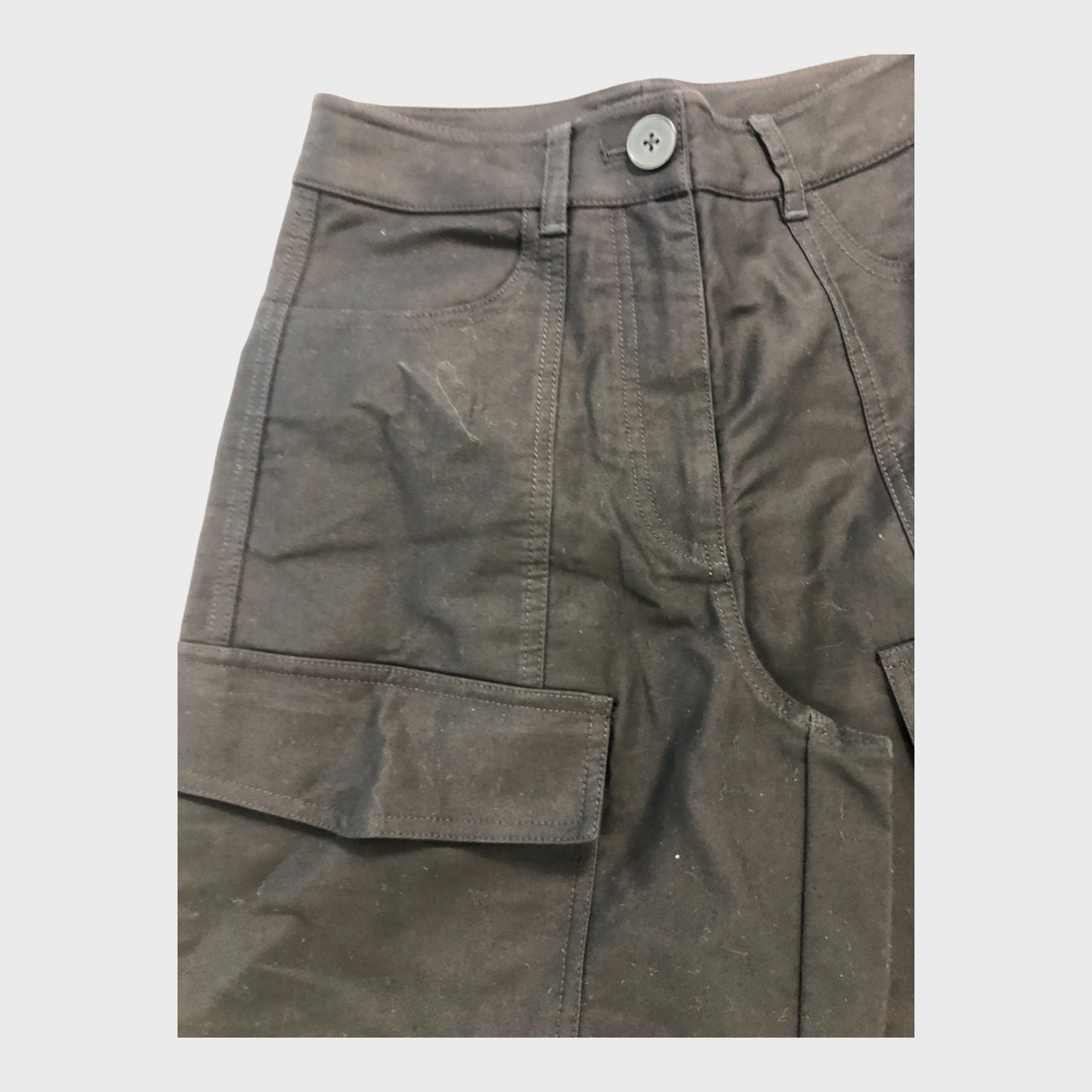 Branded Black Cropped Cargo Trousers