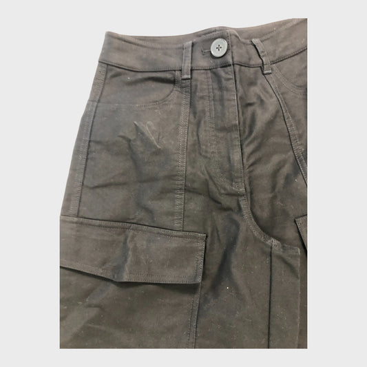 Branded Black Cropped Cargo Trousers
