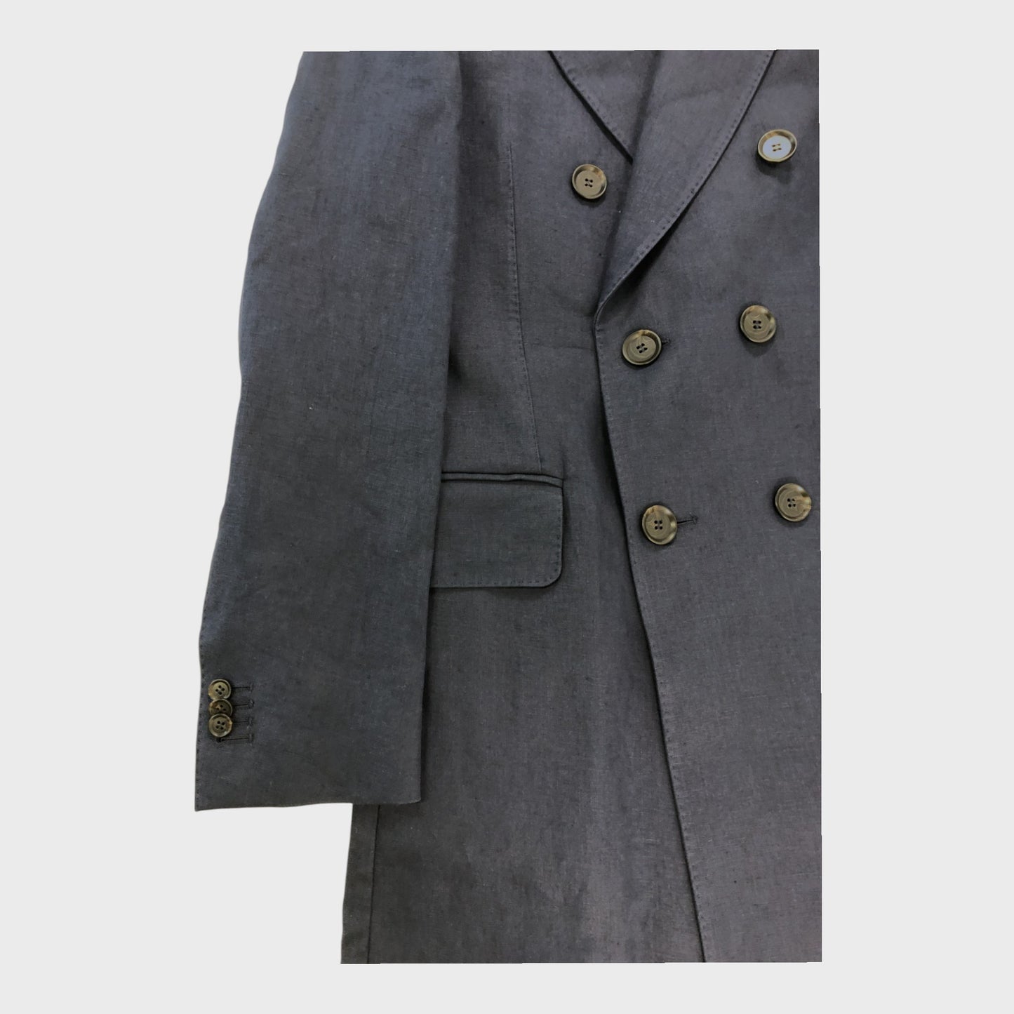 Oscar Jacobson Navy Linen Coat - Size 48"
