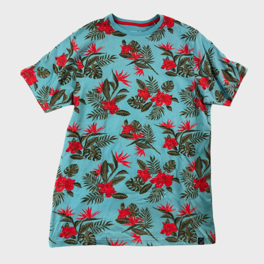 Branded Sky Blue Hawaii Print T-Shirt - Size Medium