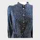 Navy Abstract Printed Midi Shirt Dress - Size 14
