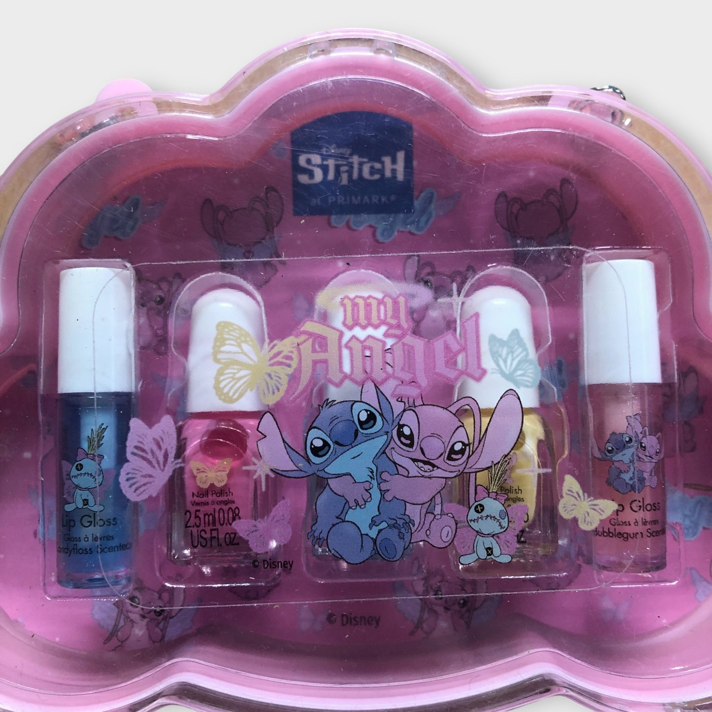 Stitch Mini Lip Gloss Nail Polish Set Pink Cloud Case