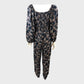 Branded Leopard Shirred Jumpsuit - Size 12