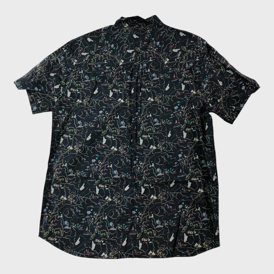 Branded Navy Map Pattern Shirt - Size Medium