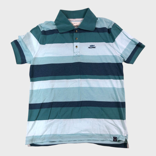 Branded Blue Stripe Polo Shirt - Size Medium