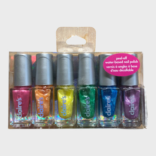 CLAIRE'S Peel-Off Water-Based Nail Polish Set 6 Colours