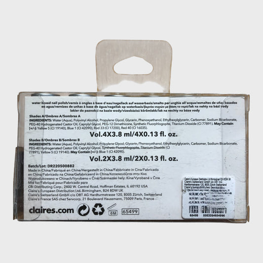 CLAIRE'S Peel-Off Water-Based Nail Polish Set 6 Colours