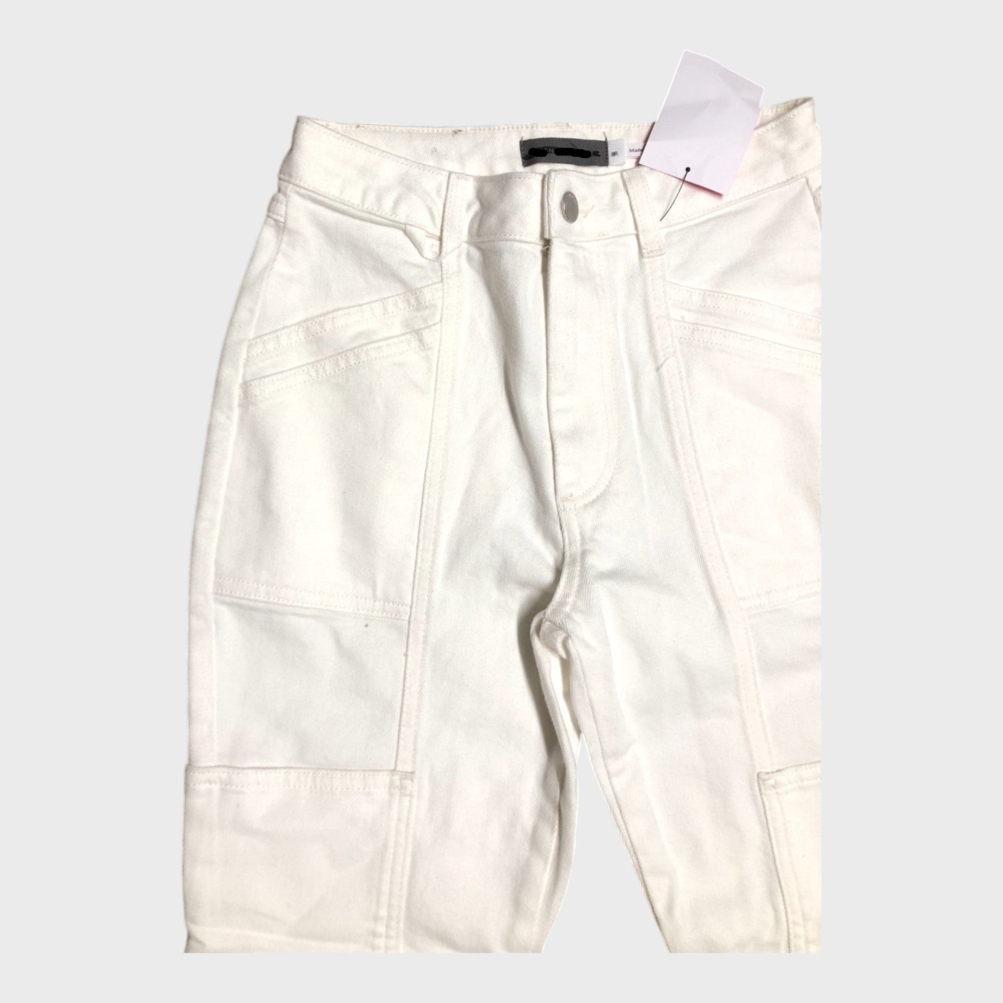 Branded White Patch Detail Jeans - Size 8