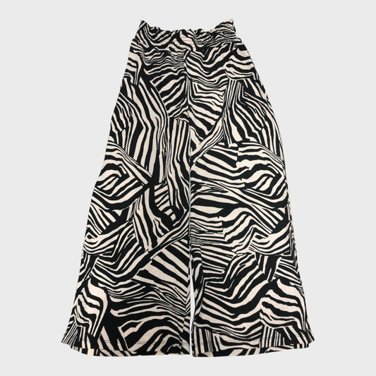 Zebra Print Cropped Wide Leg Trousers