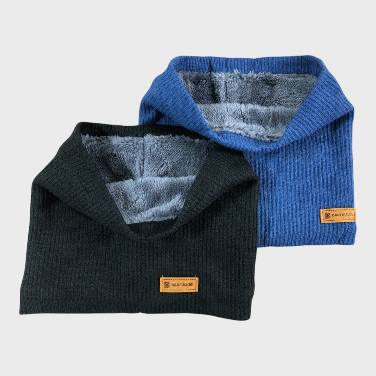 Black Blue Cowl Snood Neck Warmer Fleece Lined Scarf Pack Of Two