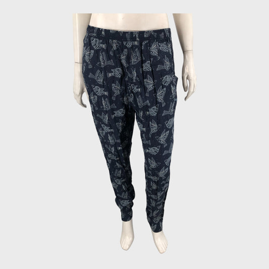 Branded Navy Bird Print Trousers