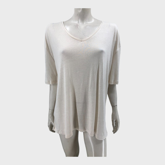 Stone Linen V-Neck T-Shirt