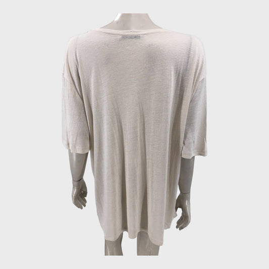 Stone Linen V-Neck T-Shirt