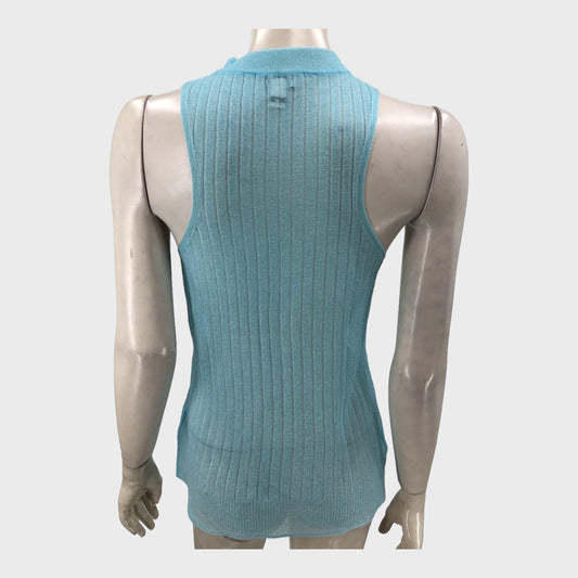 Light Blue Women's Sleeveless Ribbed Top