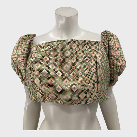 Gold Bandeau Puff Sleeve Top