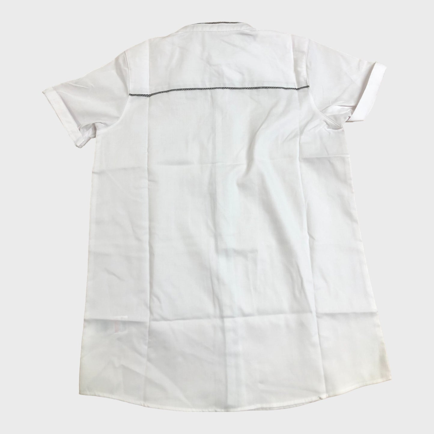 Kids White Grandad Collar Shirt