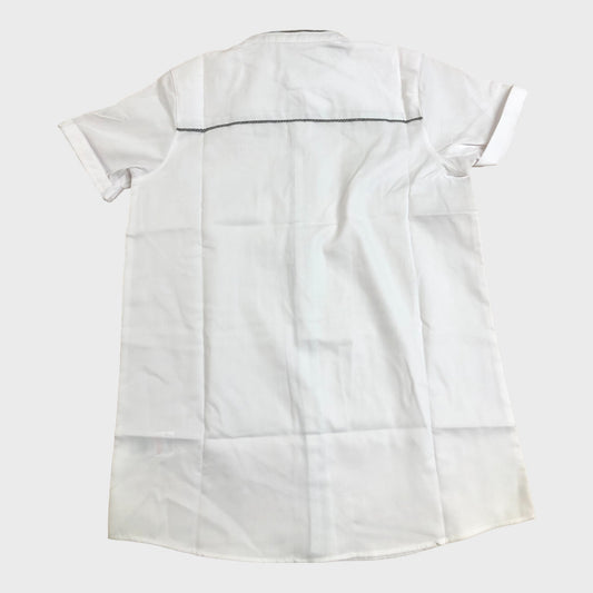 Kids White Grandad Collar Shirt