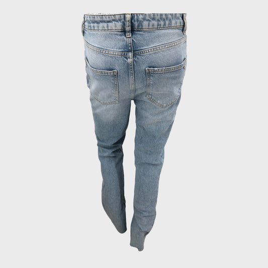 Blue Light Wash Split Seam Jeans