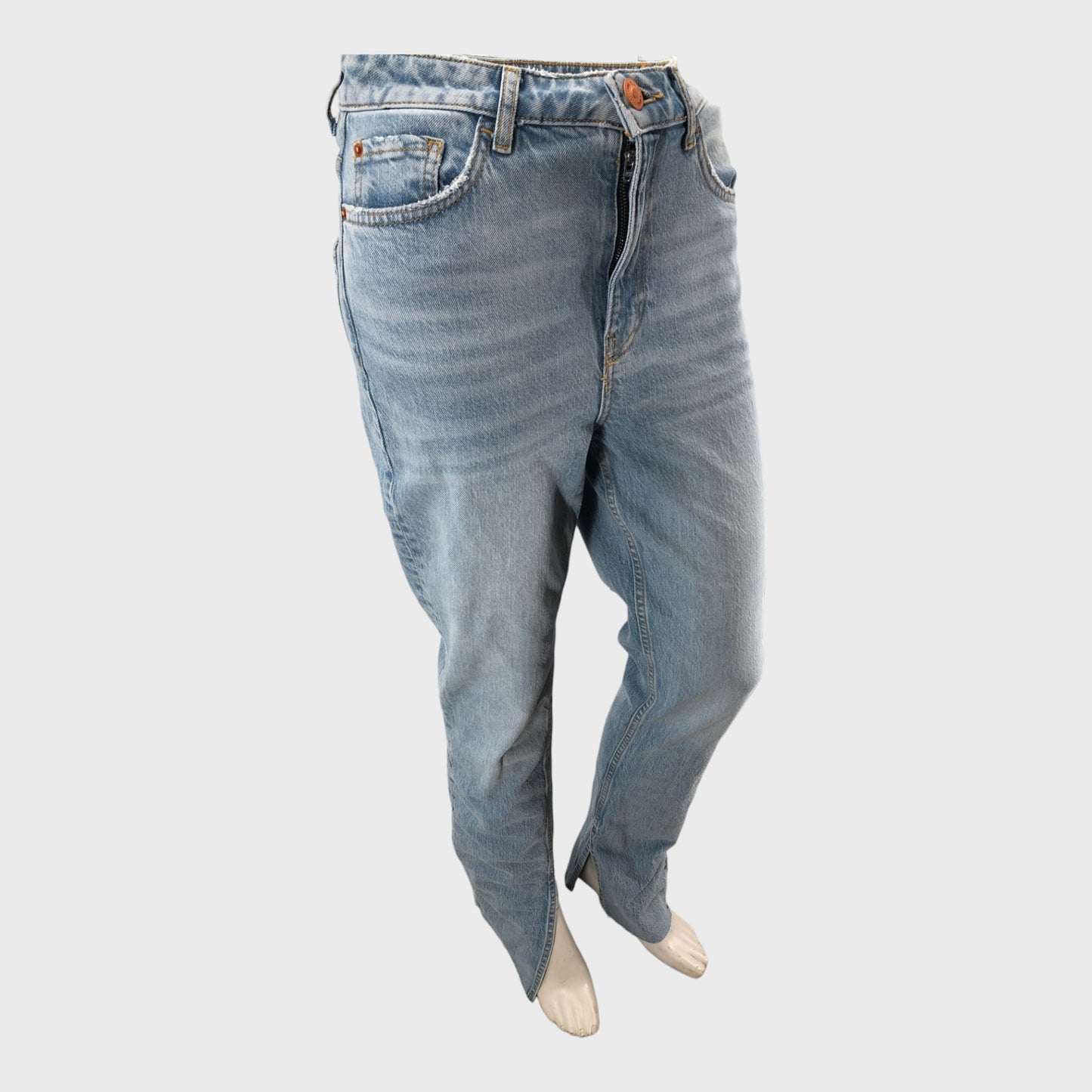 Blue Light Wash Split Seam Jeans