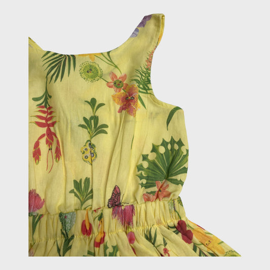 Yellow Cross Back Summer Dress - Jungle Print