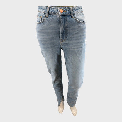 Blue Light Wash Split Seam Jeans