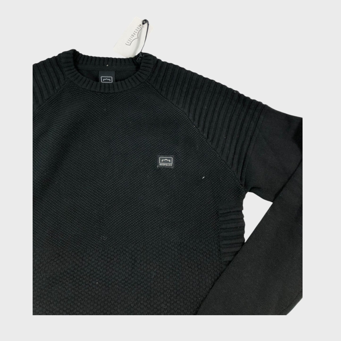 883Police Black Aras Crew Neck Jumper - Size Medium