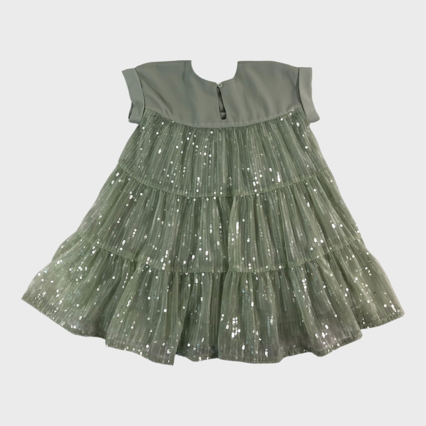 Reiss Sage Green Tiered Sequin Dress - 4-5 Years