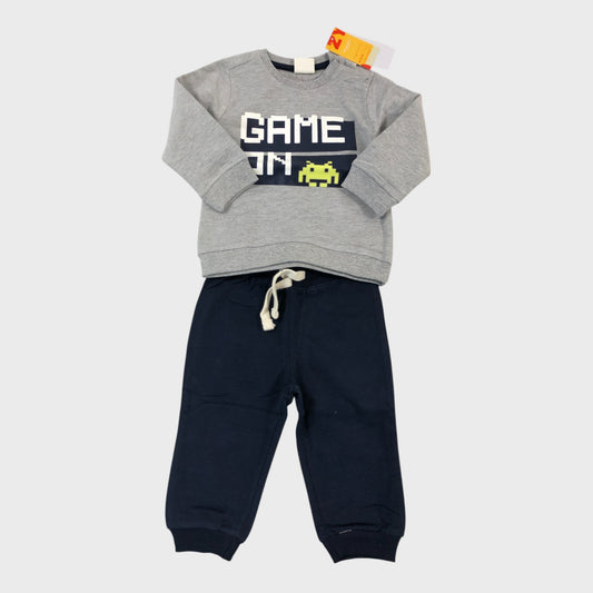 Gray/Navy Game On Jogger Set