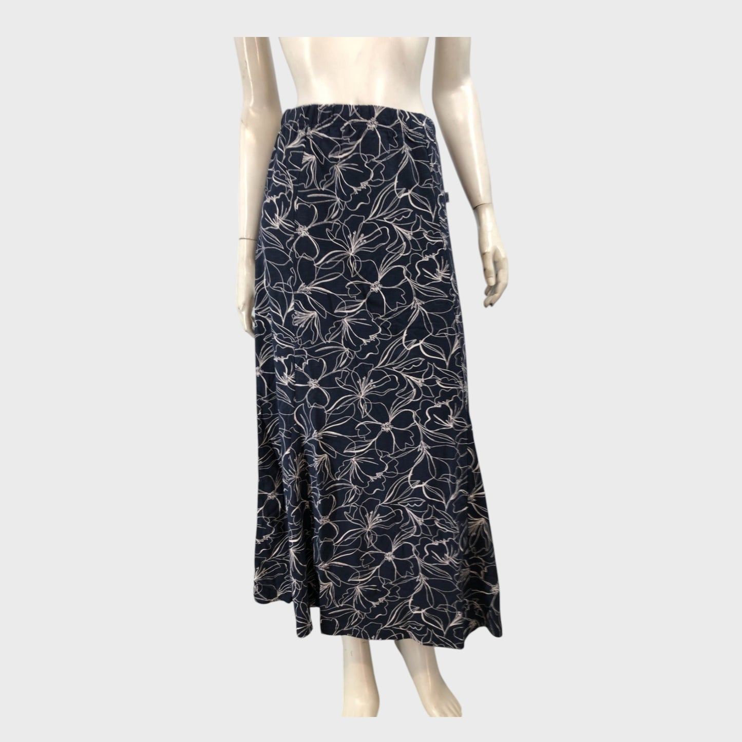 Branded Navy Printed Jersey Maxi Skirt